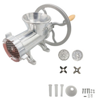 Masina de tocat carne din aluminiu cu fulie nr.32 2 site , 2 cutite si functie carnatar